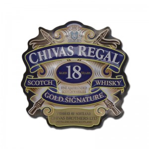 Custom Luxury Self Adhesiivinen E Gold Alumiini tarra kohokuvioitu henkilökohtainen alumiini metalli viiniläyttö punainen viinipullo